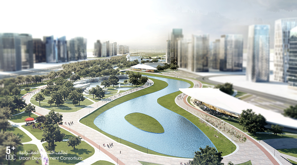 The construction of the 35-km Green River in the Egyptian New Administrative capital