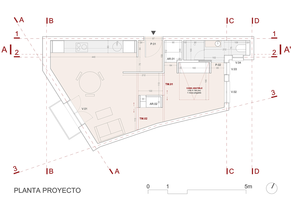 P+S Estudio de Arquitectura renovates Madrid's old apartment with moveable polycarbonate walls