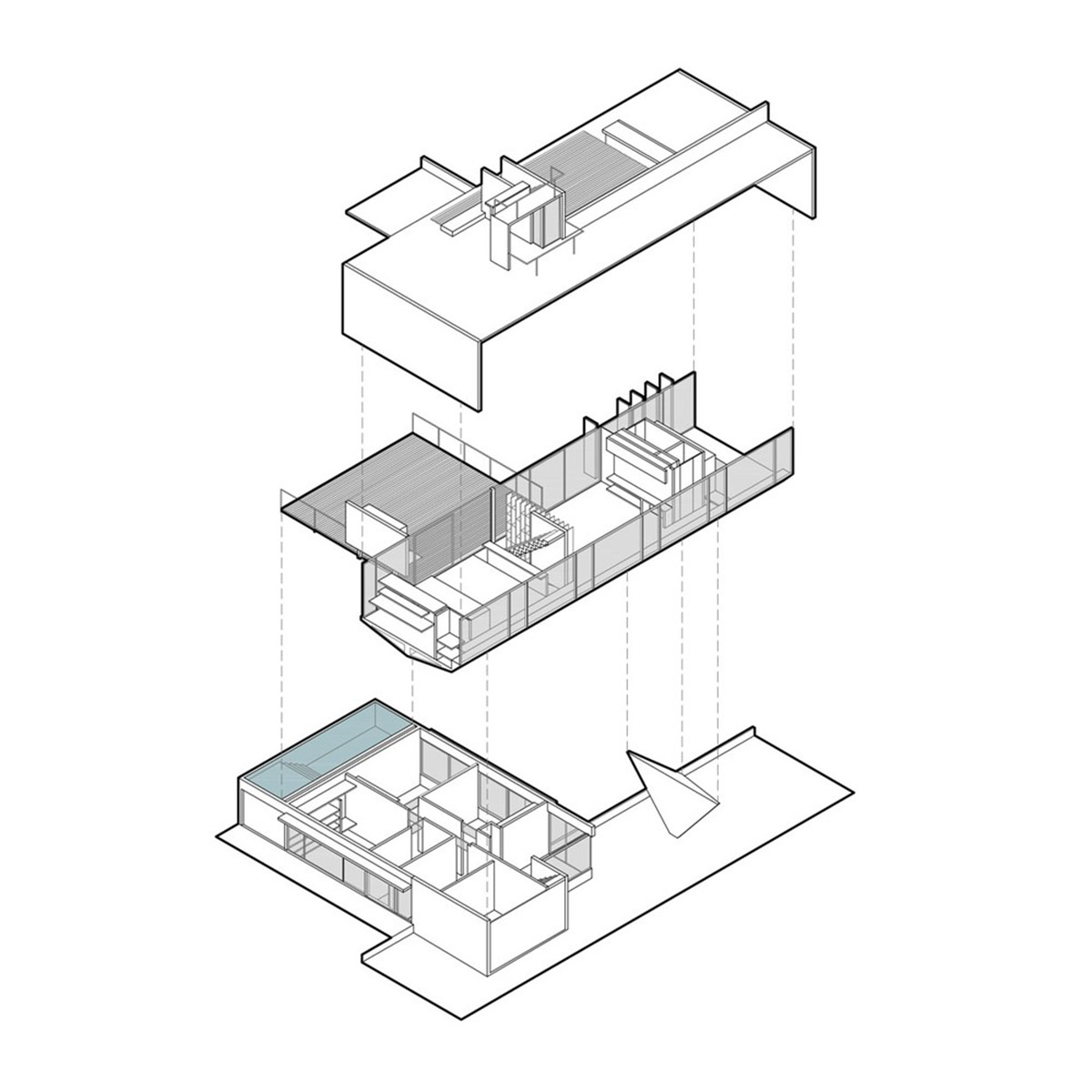 Luciano Kruk uses hanging volume for a vacation house supported by triangular column in Argentina