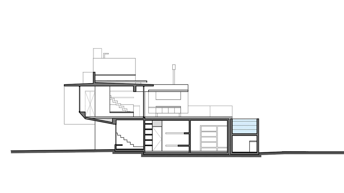 Luciano Kruk uses hanging volume for a vacation house supported by triangular column in Argentina
