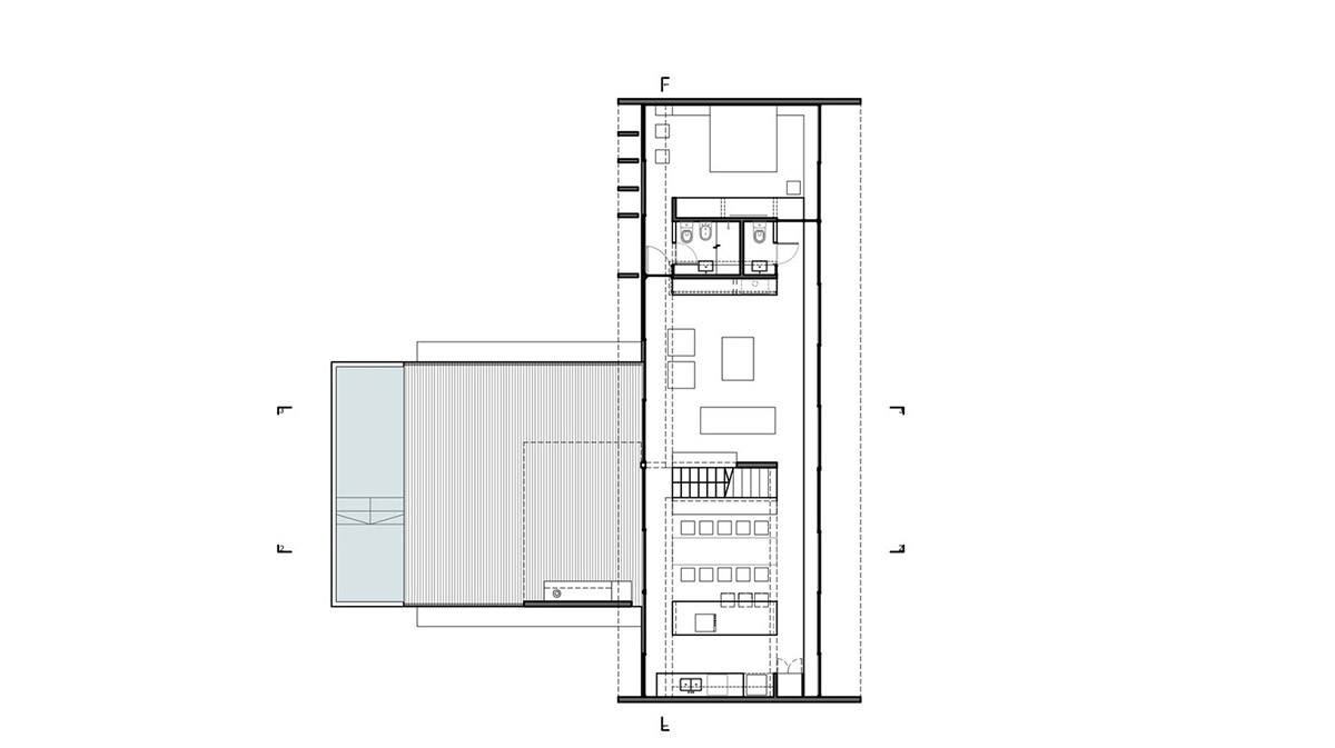 Luciano Kruk uses hanging volume for a vacation house supported by triangular column in Argentina