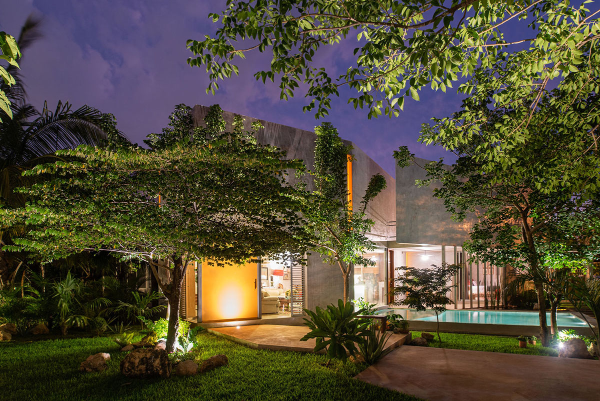 Natural-toned detached house by TACO features dynamic open spaces and backyards in Mexico