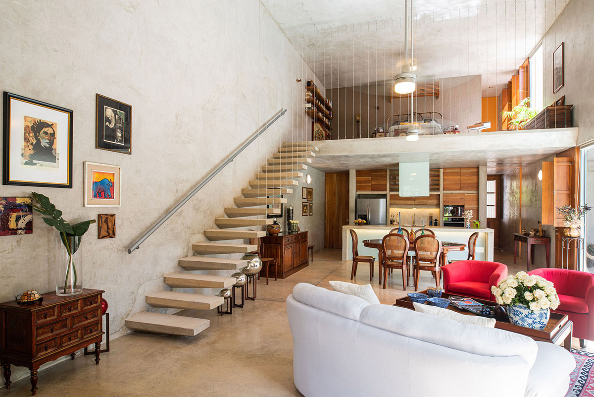 Natural-toned detached house by TACO features dynamic open spaces and backyards in Mexico