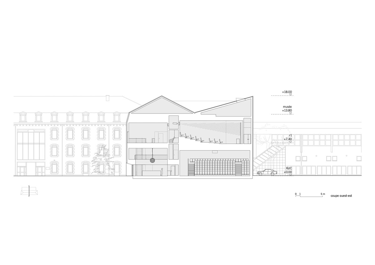 Grand Palais Cinema by Antonio Virga Architecte features perforated brickwork on façade in France