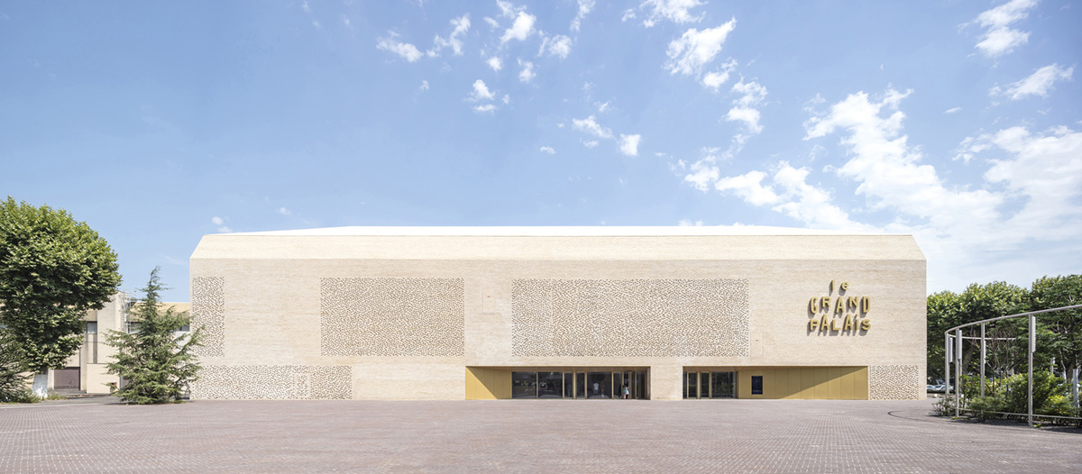 Grand Palais Cinema by Antonio Virga Architecte features perforated brickwork on façade in France