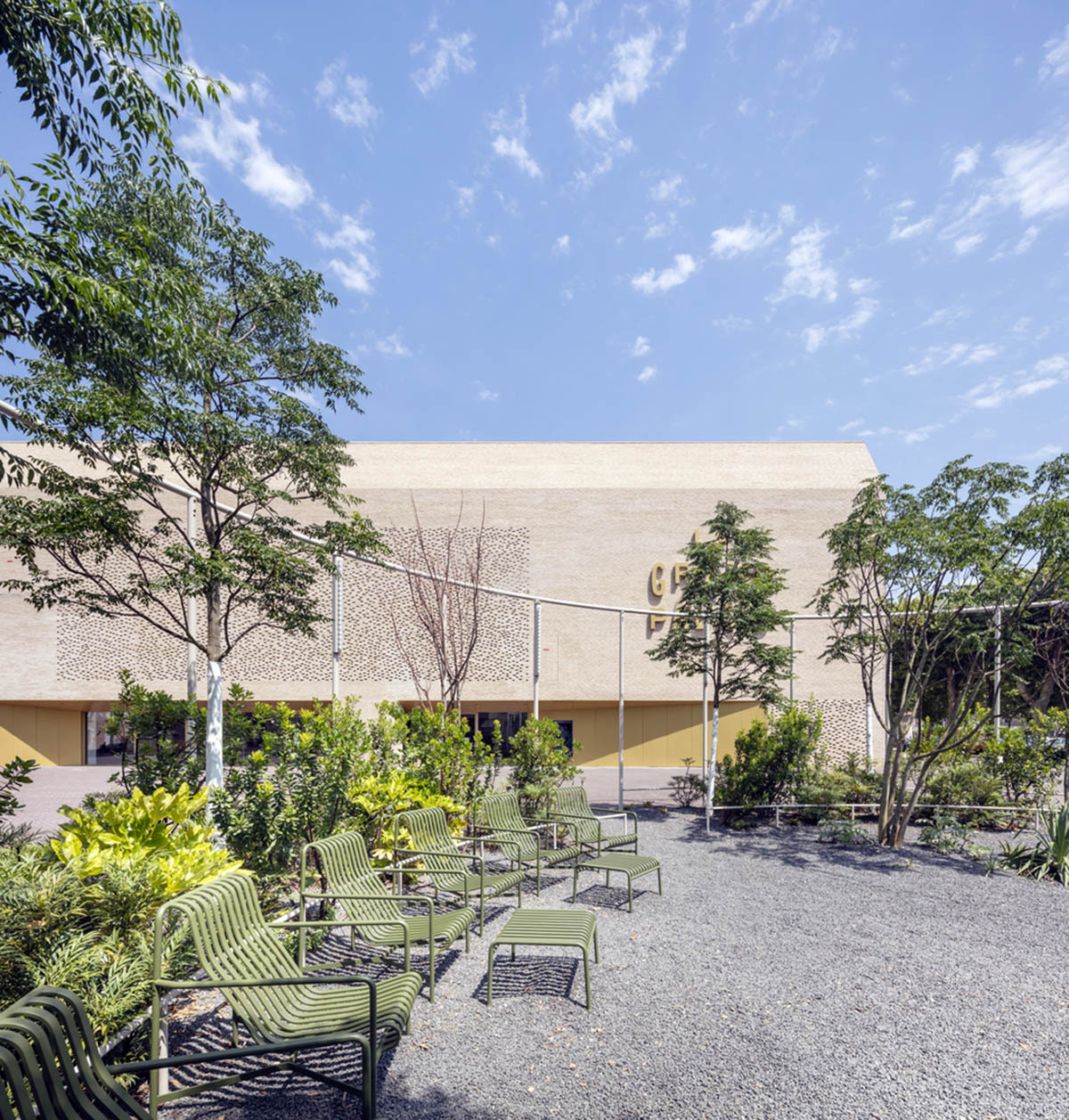 Grand Palais Cinema by Antonio Virga Architecte features perforated brickwork on façade in France