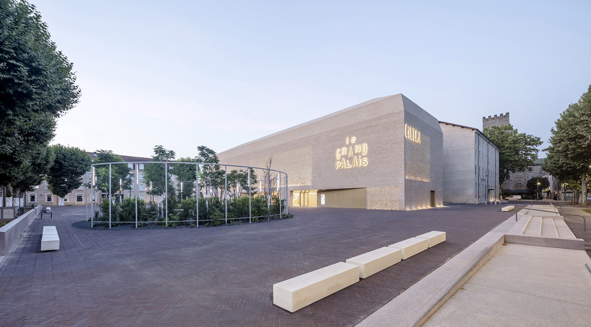 Grand Palais Cinema by Antonio Virga Architecte features perforated brickwork on façade in France