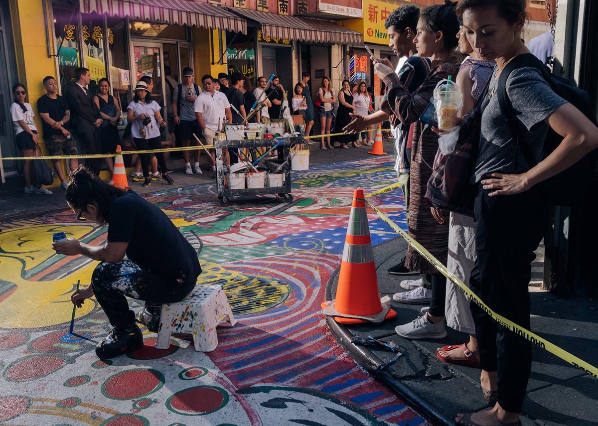 A mural on the street of Manhattan's Chinatown:
