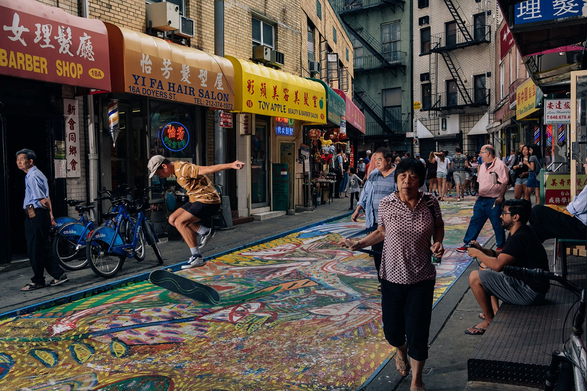 A mural on the street of Manhattan's Chinatown: