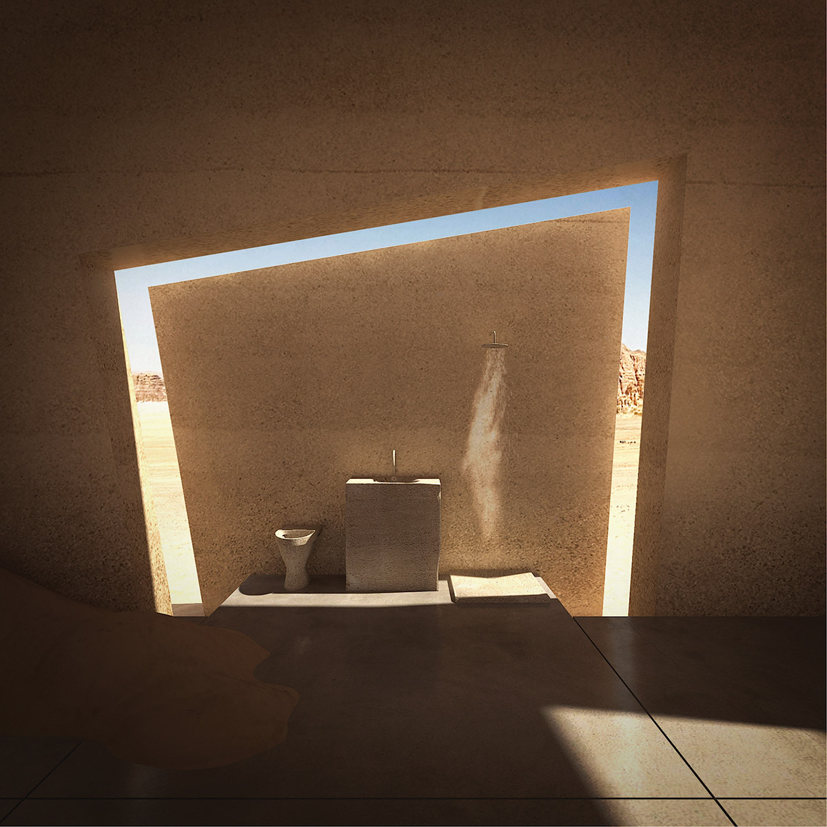 Christophe Benichou designs a monolith dwelling with fragmented walls set within a desert