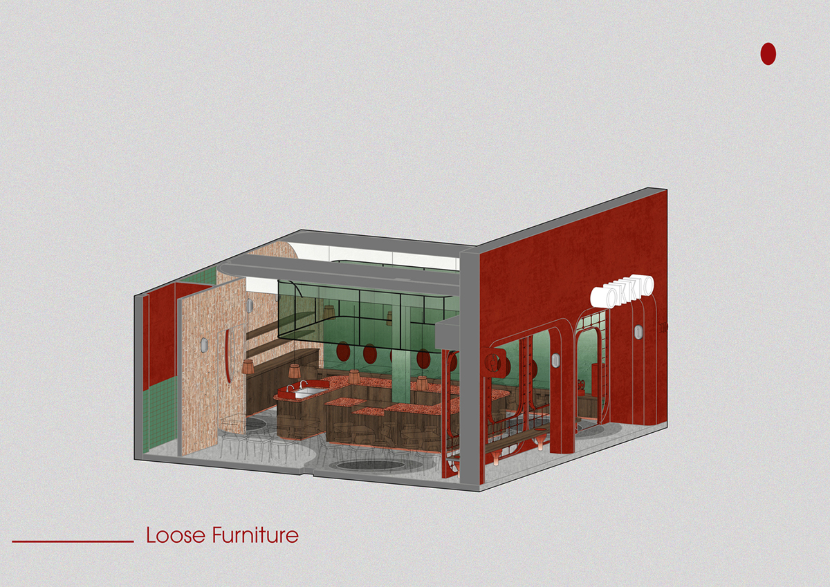 Red5studio built cafe evoking a retro spirit with hues of red colors and lights in Vietnam