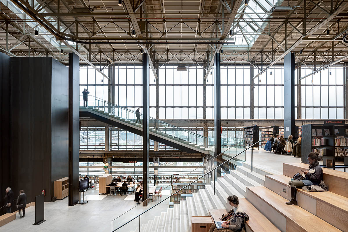Civic Architects transforms old industrial building into a transparent public library in Tilburg
