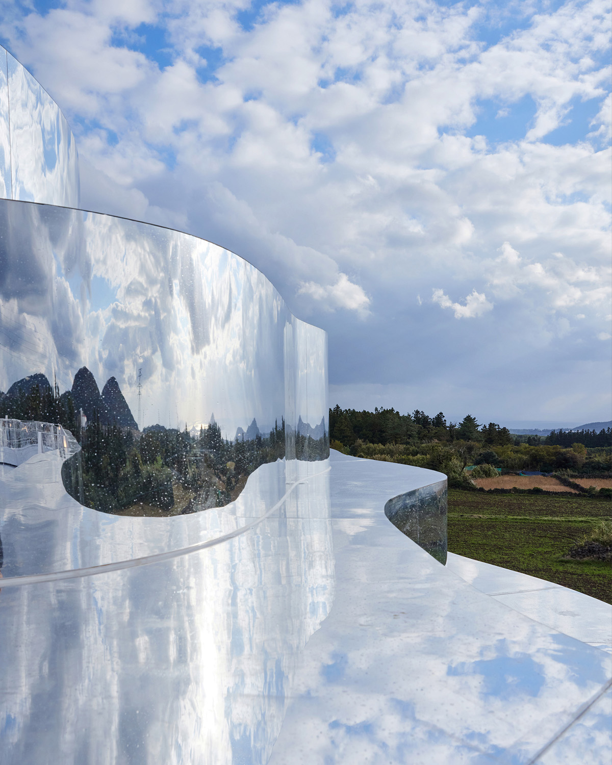 Burberry creates topographic mirrored pop-up store on Jeju island 