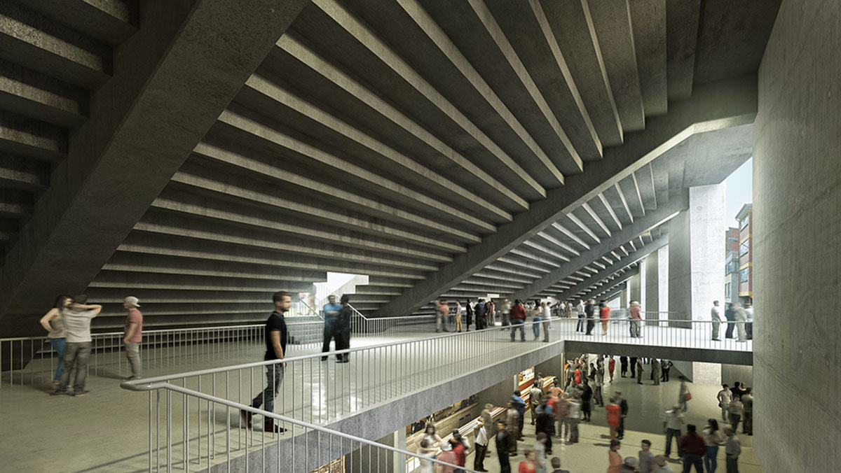 L35 Architects' Bolivar Stadium, made of massive concrete pillars, breaks ground in La Paz, Bolivia 
