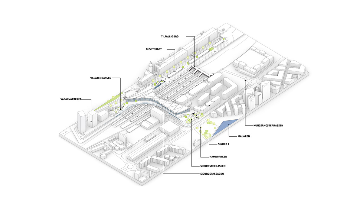 BIG designs travel center creating a dramatic roofscape in Sweden's Västerås city