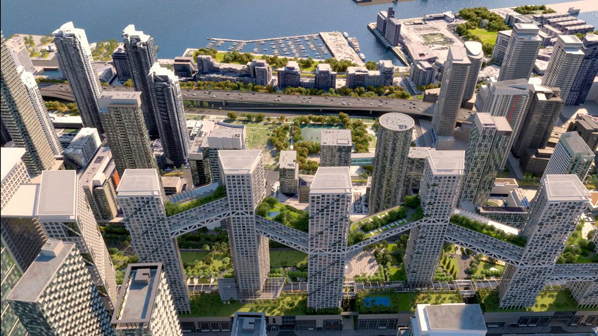 Safdie Architects reveals new mixed-use towers with elevated bridges in downtown Toronto