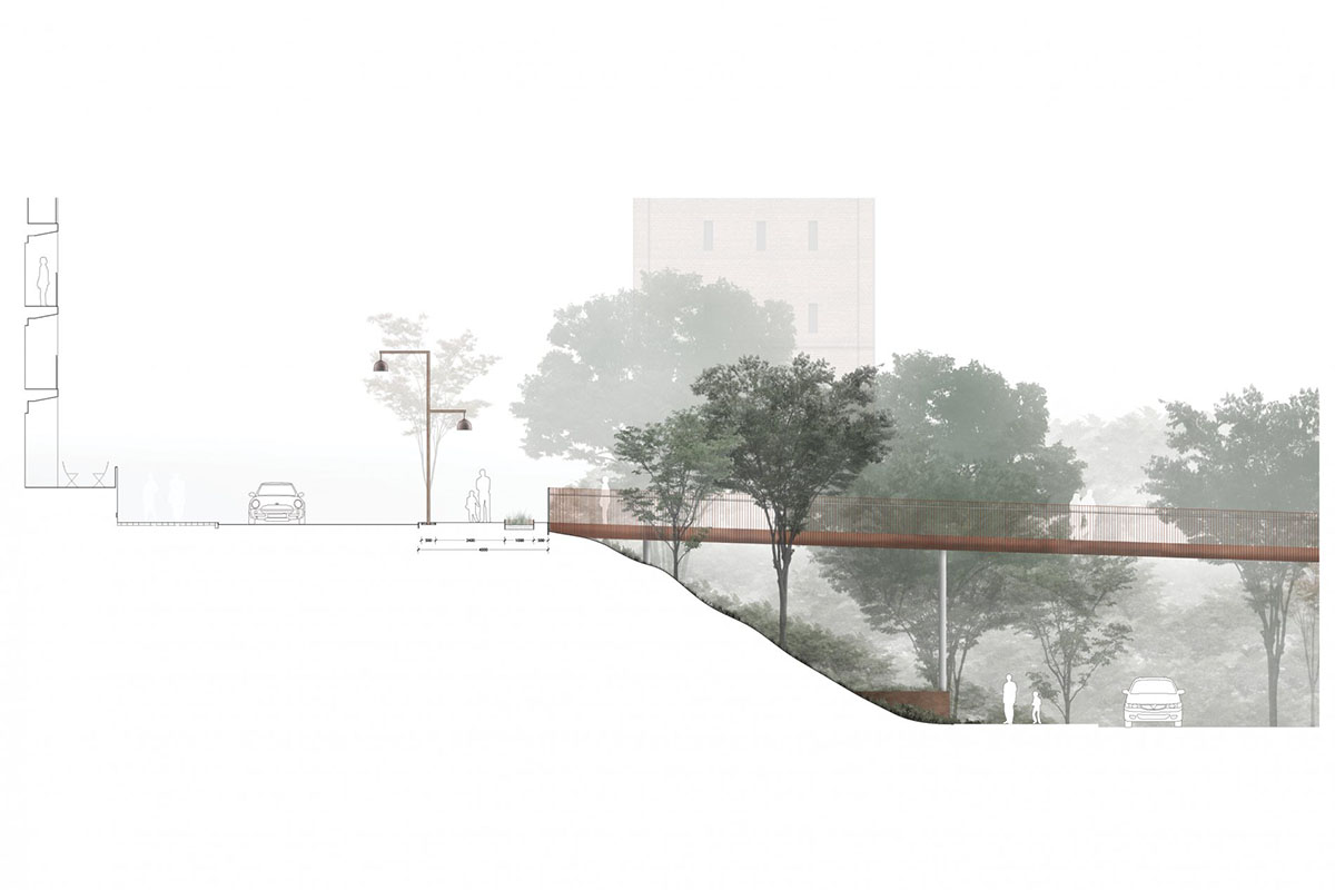 COBE's new pedestrian bridge raised on slim columns in industrial harbour area of Denmark