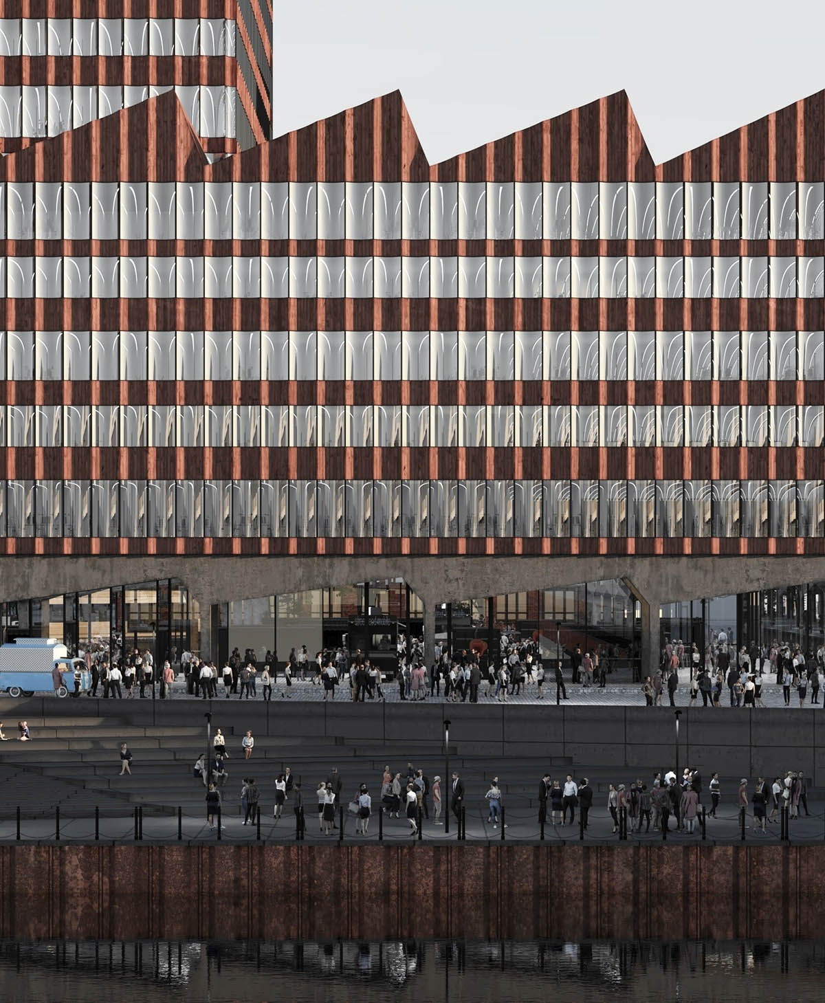 Construction begins on COBE's housing and office complex marked with curved red brick profiles