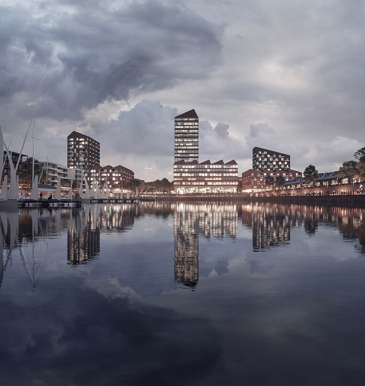 Construction begins on COBE's housing and office complex marked with curved red brick profiles