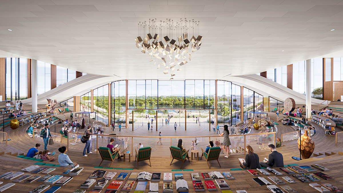 Heatherwick Studio unveils its first public library with knitted volumes in Columbia