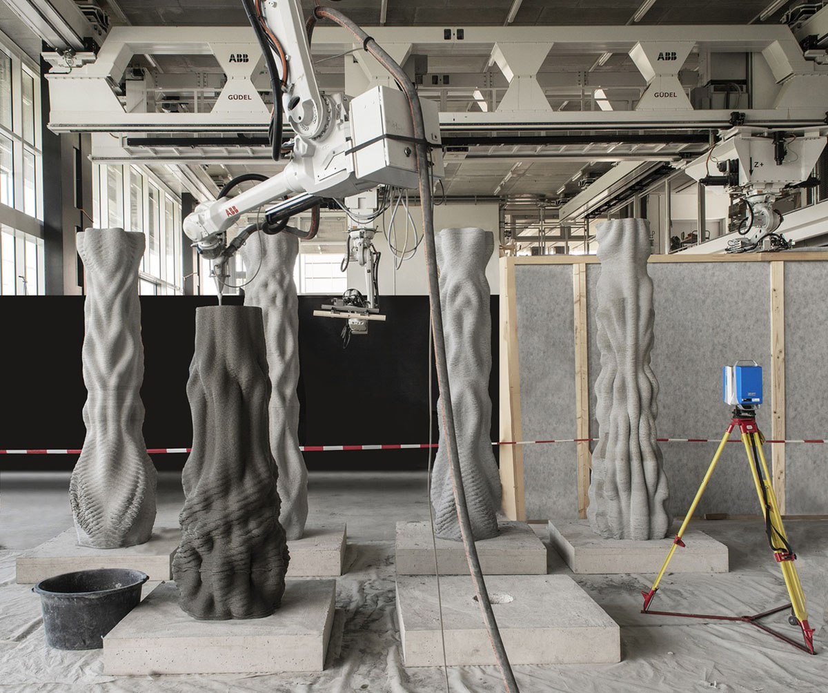 ETH Zurich and NCCR DFAB's monolithic columns present new tectonics of concrete printed architecture