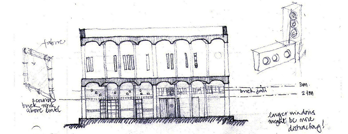 A school built from tilted brick vaults evoke a child's freedom in India