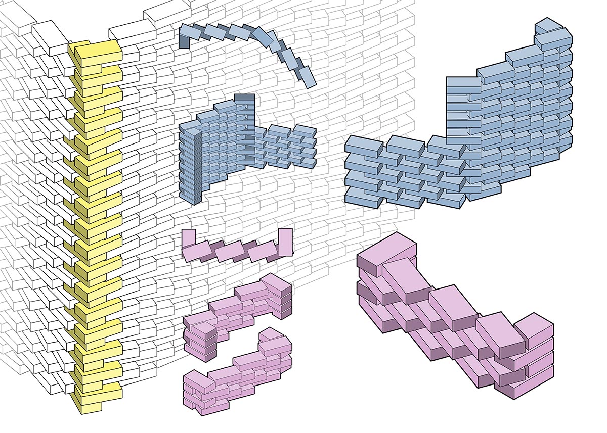 Sstudiomm built parametric brick façade for a house by using traditional on-site craft techniques