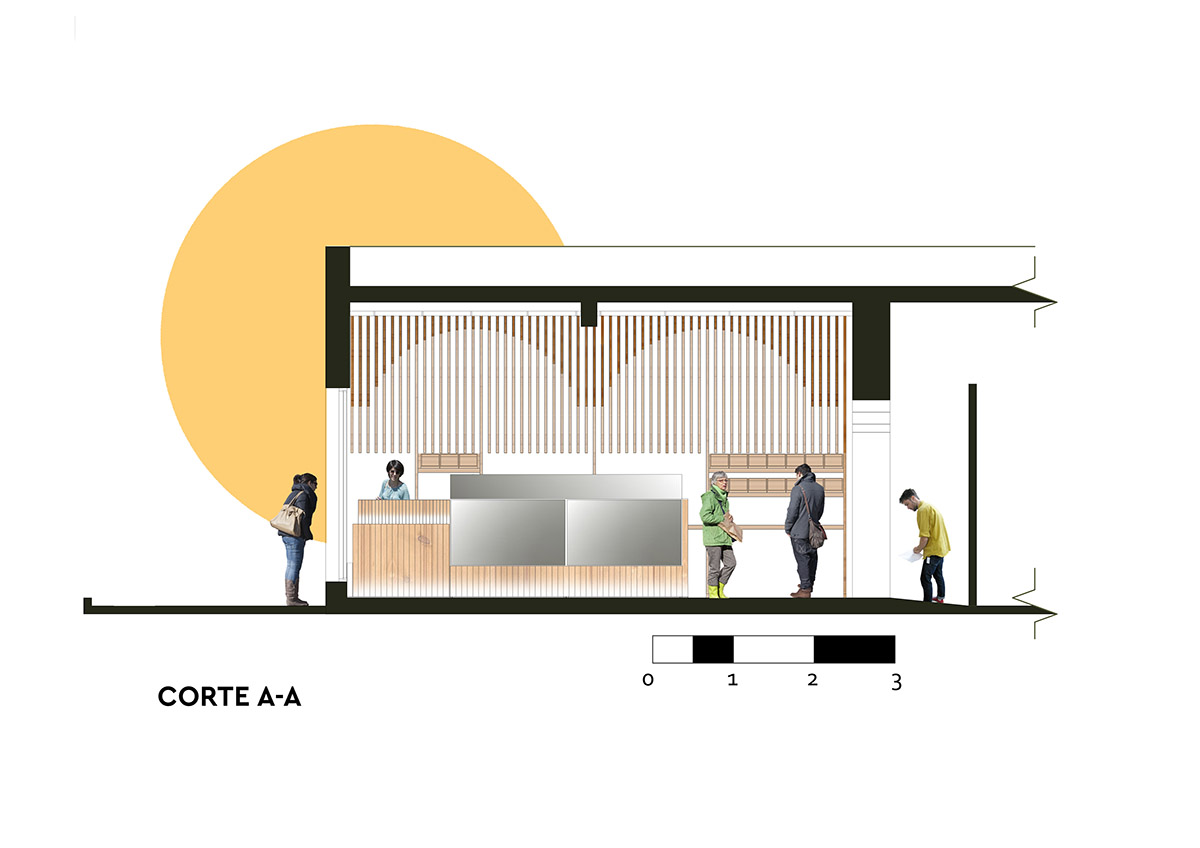 Efeeme arquitectos suspends thousands of broomsticks from the ceiling of patisserie in C&oacute;rdoba