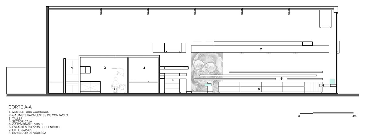 Castellino Arquitectos completes curved interiors for Lazzarini Optics in Argentina
