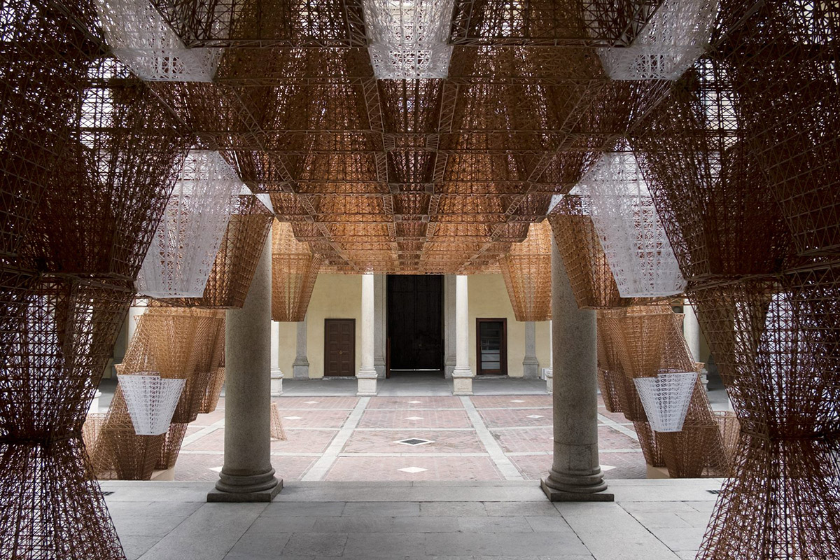 Arthur Mamou-Mani creates installation made of interlocking modular bio-bricks for Milan Design Week