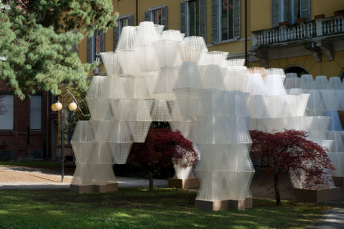 Arthur Mamou-Mani creates installation made of interlocking modular bio-bricks for Milan Design Week