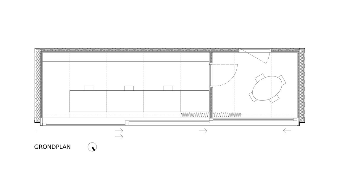 TOOP architectuur uses old shipping containers to convert them into architects' studio in Belgium