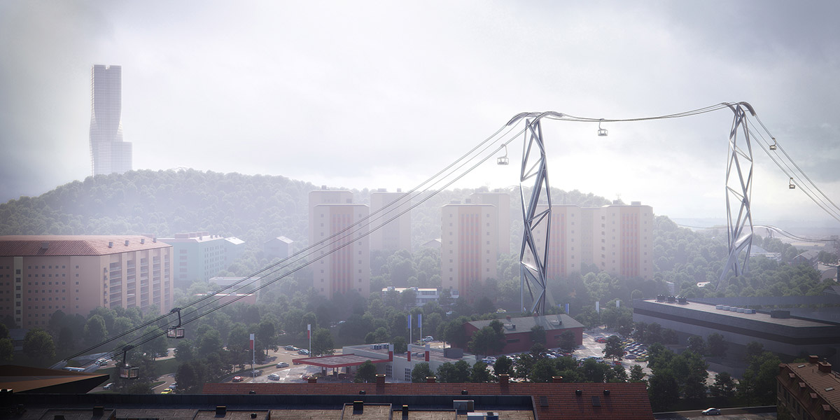 UNStudio designs Gothenburg's Cable Car system with slender and sculptural towers