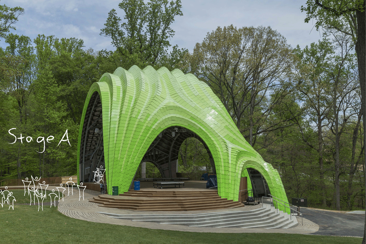 THEVERYMANY reinvents theatre typology with new Chrysalis Amphitheater set within Merriweather Park