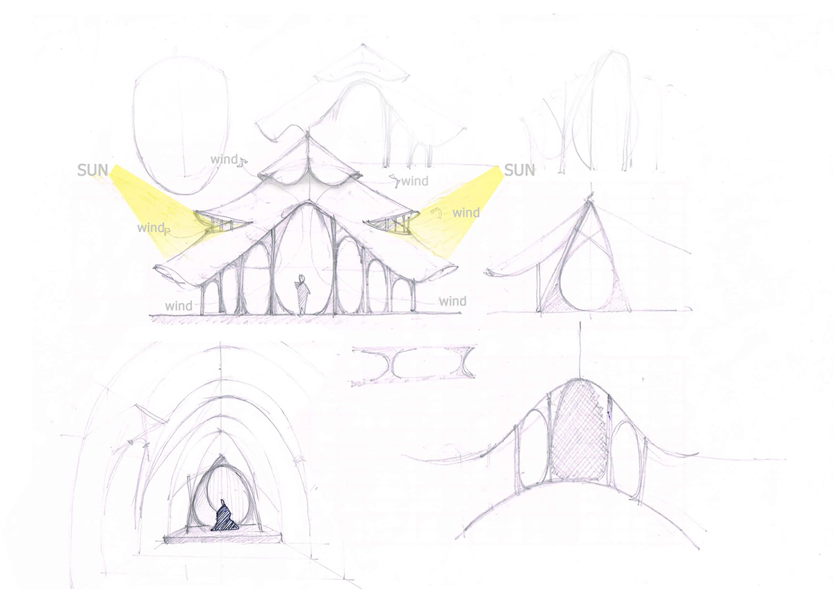 CLA used organic flowing curves with newly invented bamboo trusses for Bamboo Sports Hall in Thailand