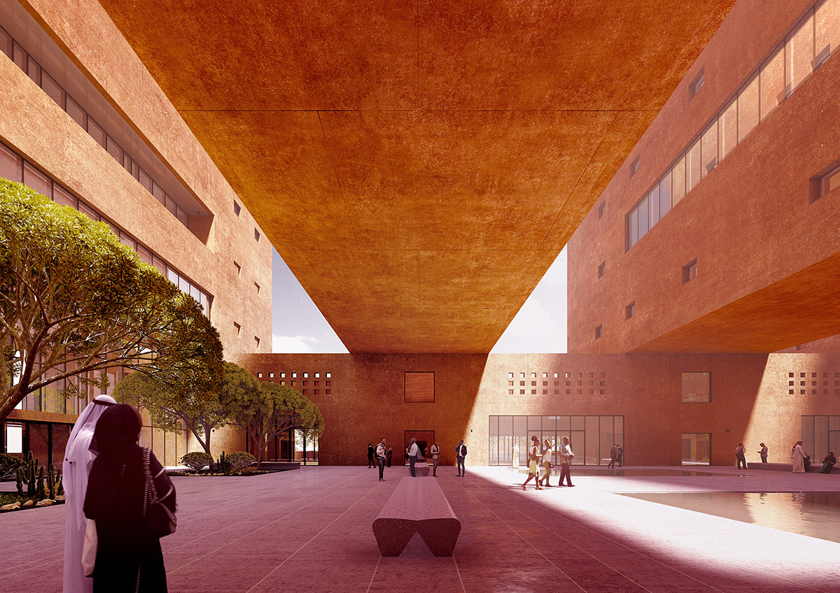 Adjaye Associates reveals design for red-pigmented Africa Institute campus in Sharjah