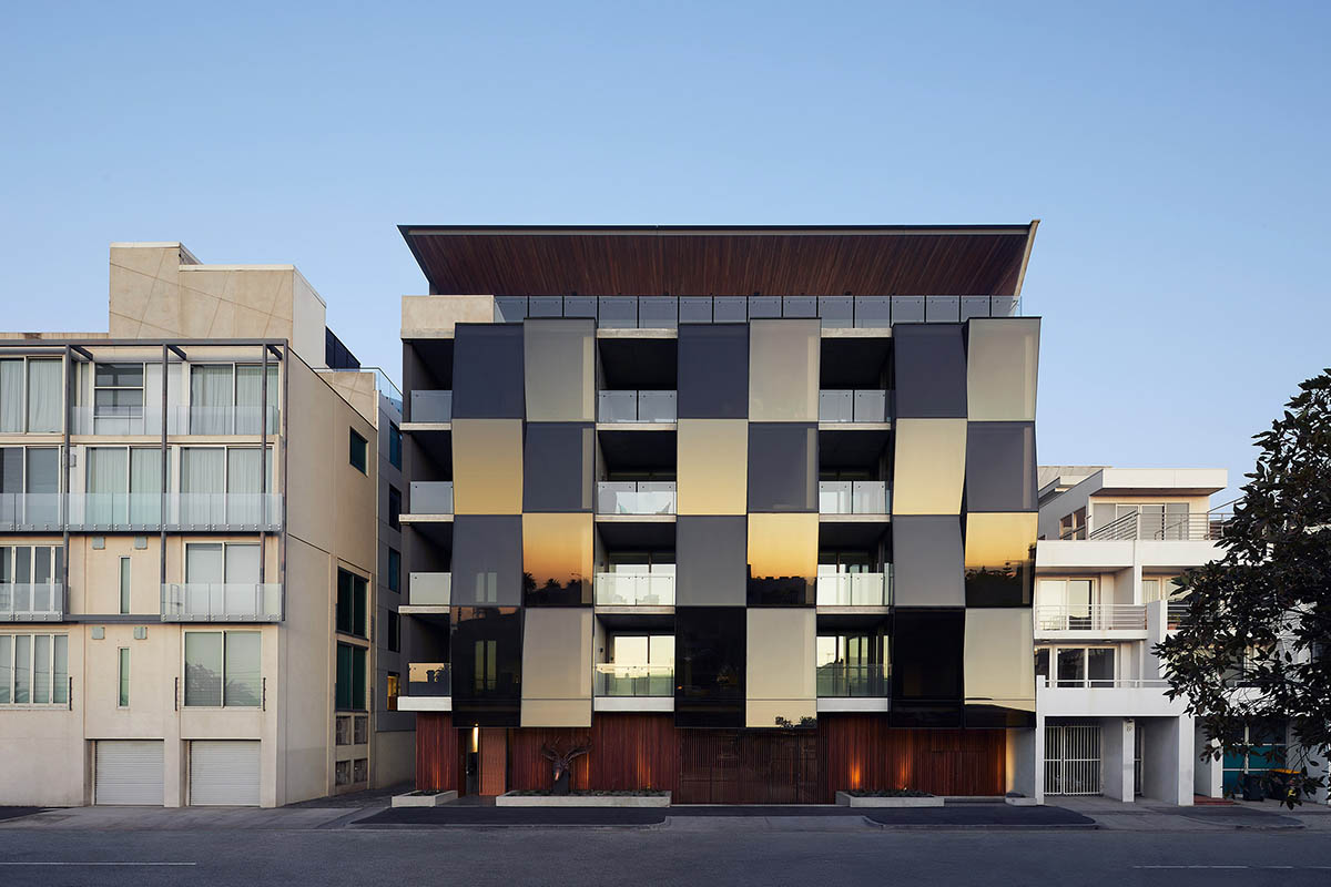Wood Marsh's Alumuna Residences feature bronze folded mirrored glass in Australia