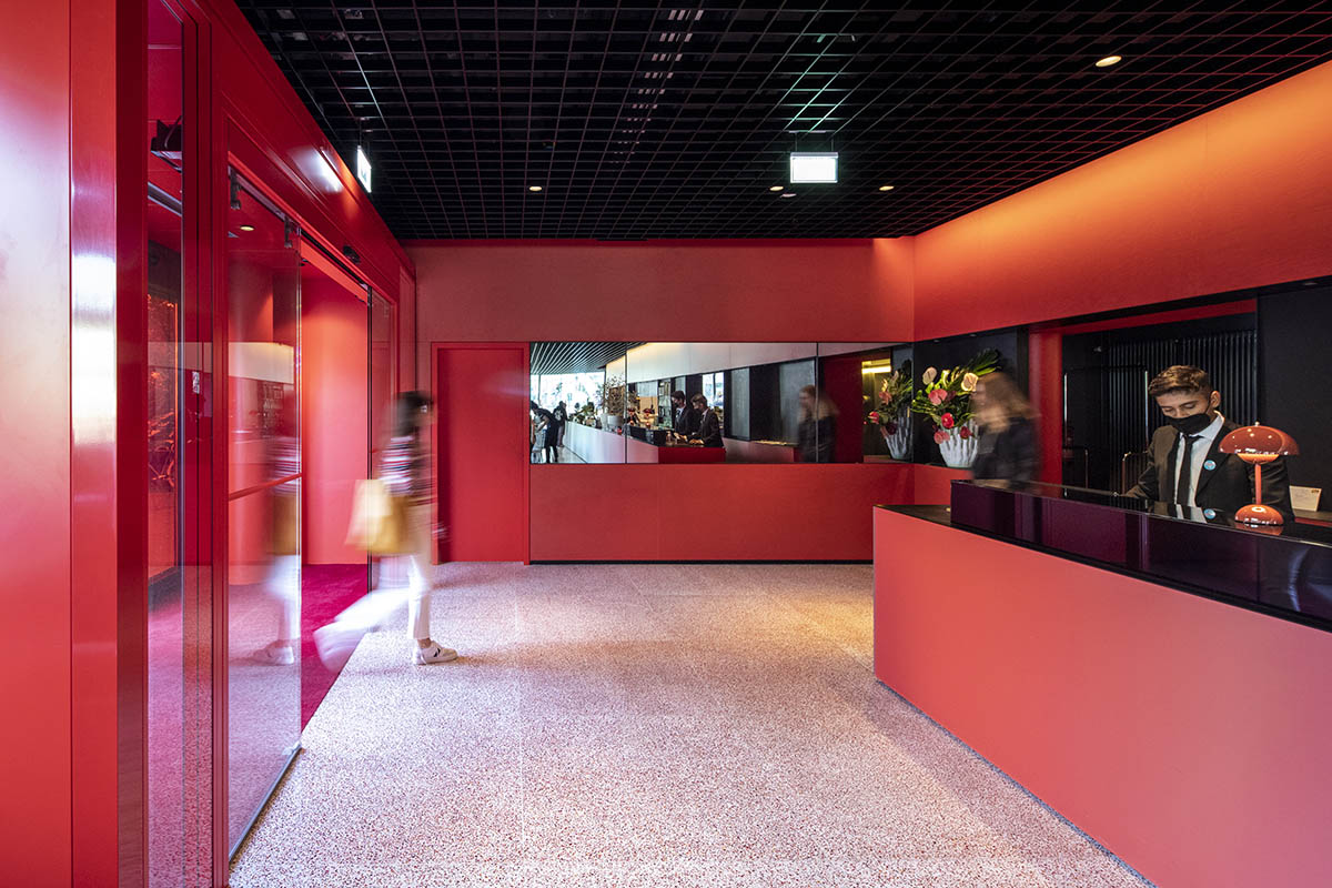 MVRDV adds striking color gradient to Café Camaleon in Berlin that unites three functions