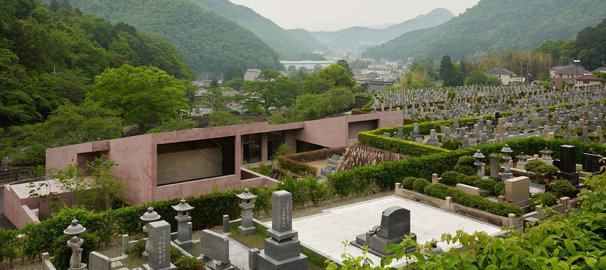 David Chipperfield completes chapel and visitor centre in Hyōgo Prefecture with red coloured concrete