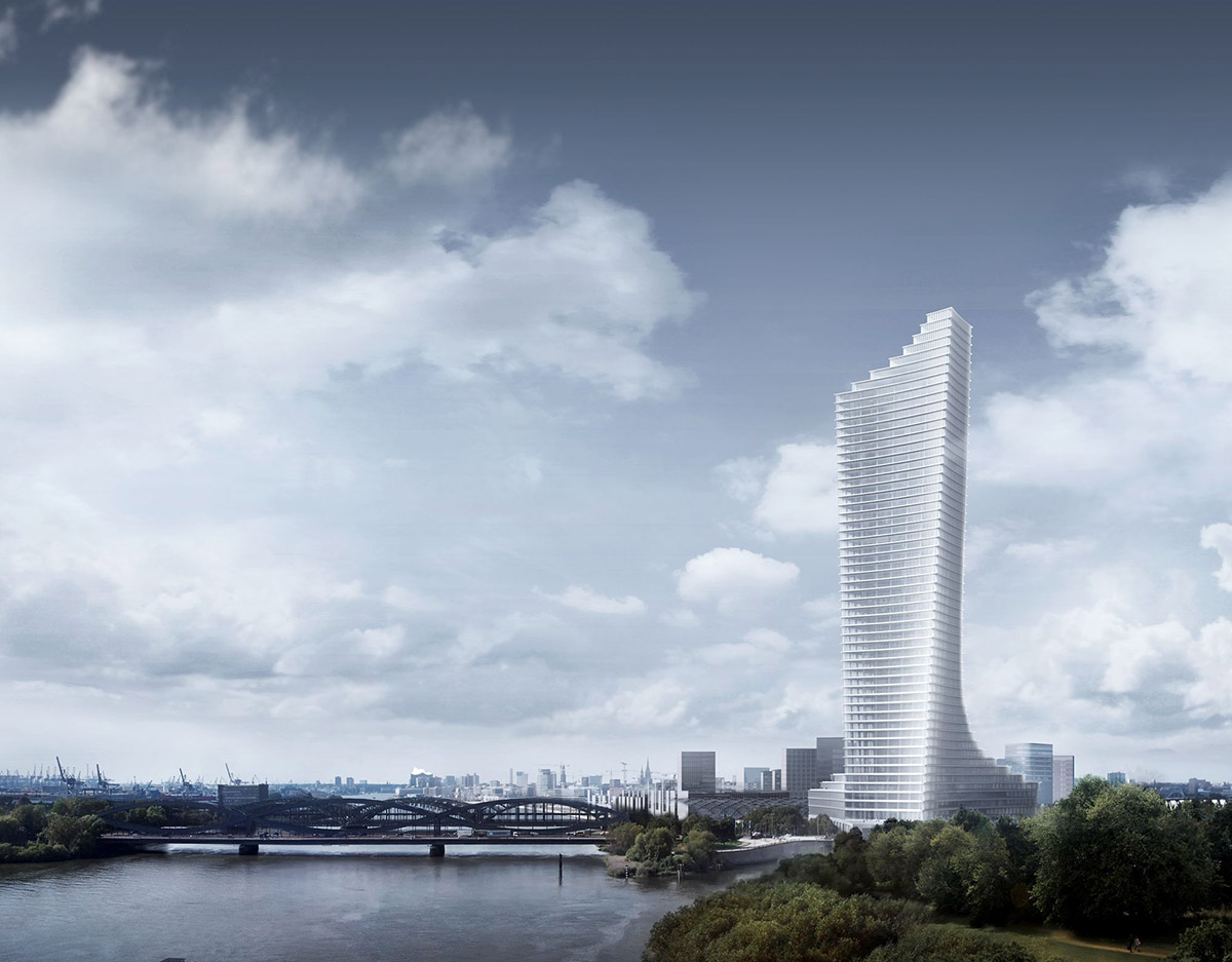 David Chipperfield's new tapered Elbtower will become the tallest tower of Hamburg