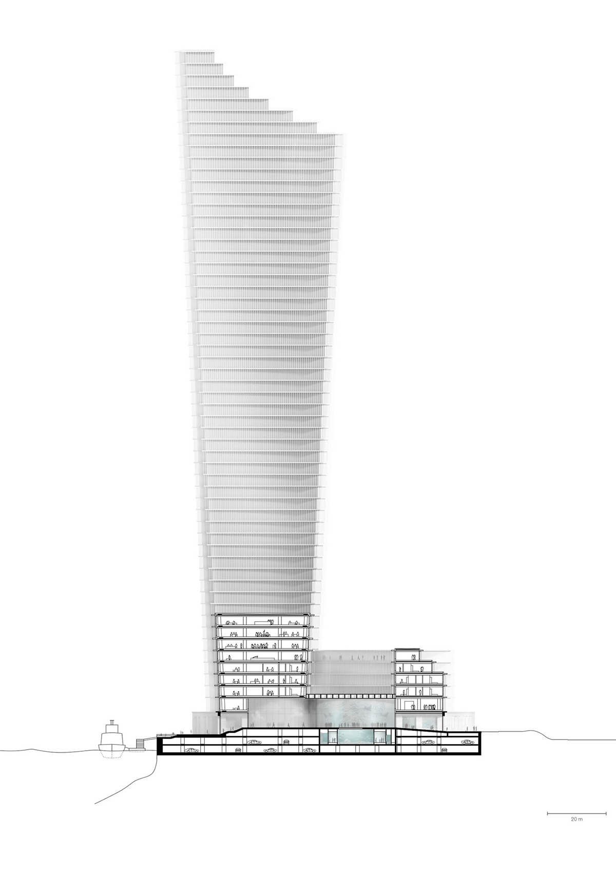 David Chipperfield's new tapered Elbtower will become the tallest tower of Hamburg