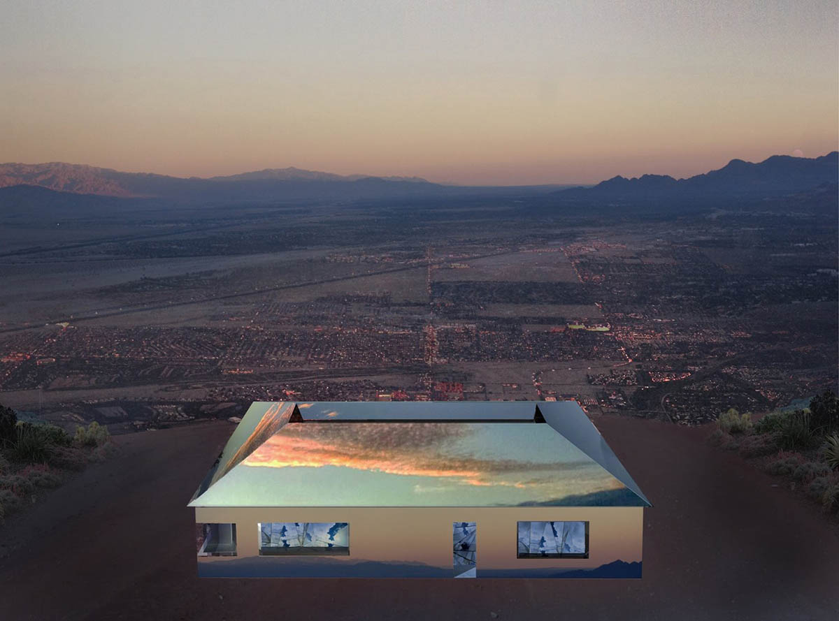American artist Doug Aitken installs fully-mirrored cabin in the Southern California desert