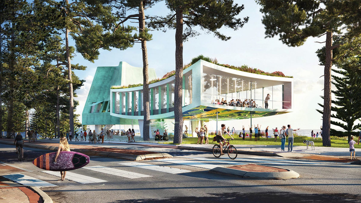 Architects propose sandy-formed, stone age-looking designs for Cottesloe Beach Pavilion in Australia