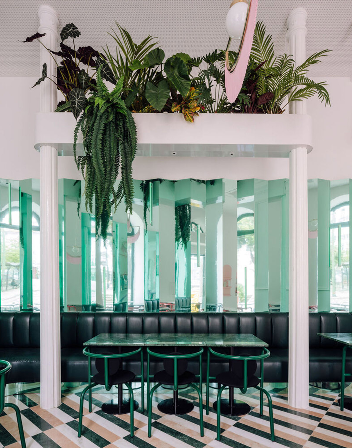Colored neon lights bring 1920s Art Deco feeling to LULU Bar and Restaurant designed by DC.AD
