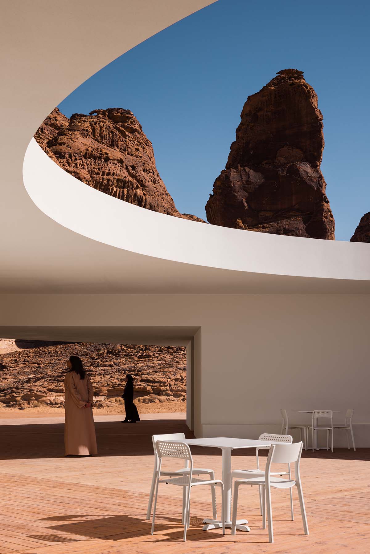 Visitor centre by KWY.studio features diagonally-arranged interior on Saudi Arabian desert 
