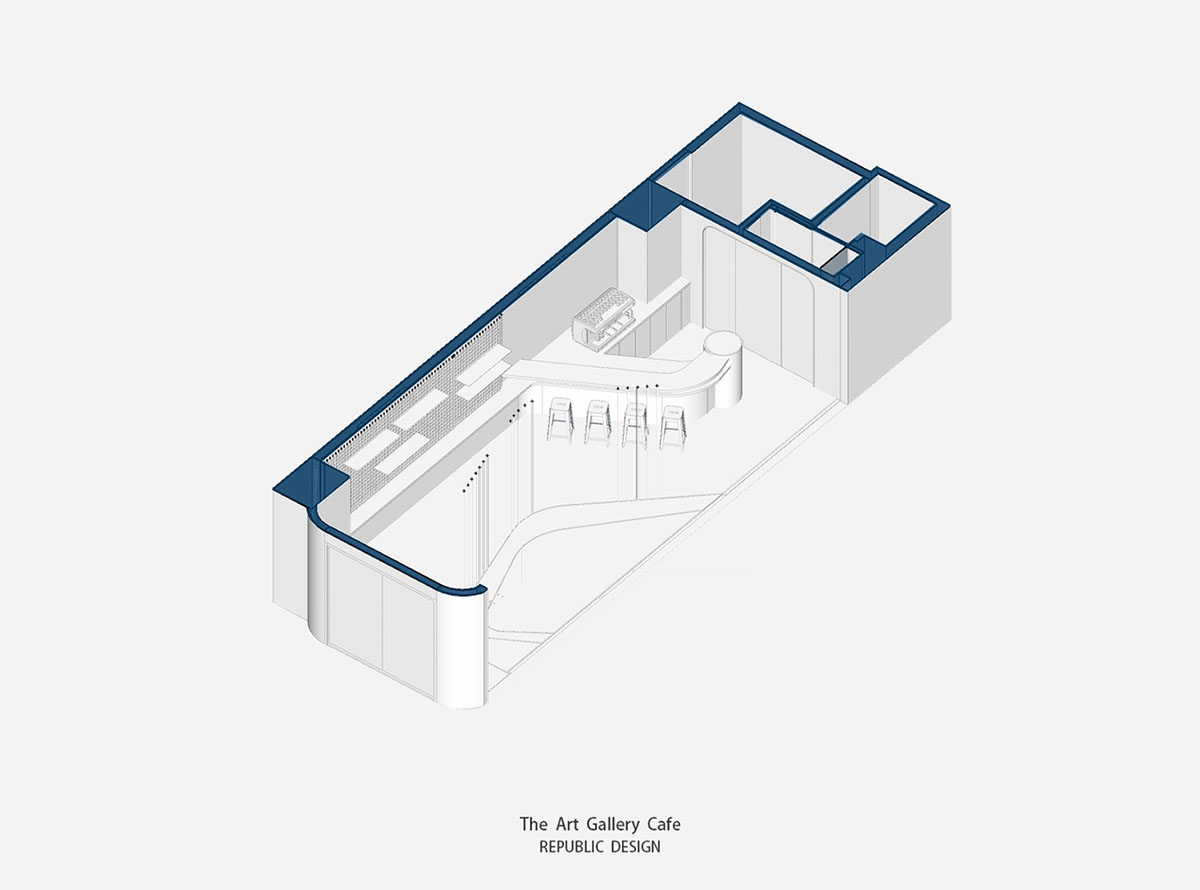 Republic Design reveals its coffee shop and gallery with curvy and white elements in Taiwan