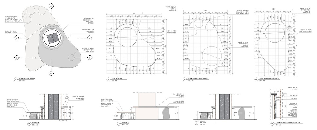 Giant organically-shaped pillar becomes a showcase element in the heart of clothing store in Brazil