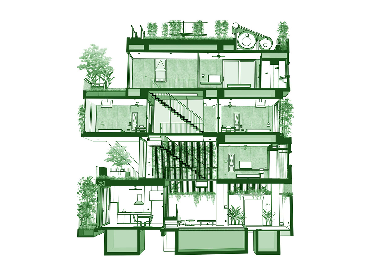 Ho Khue Architects' concrete house is inspired by imaginations of children’s LEGO game in Vietnam