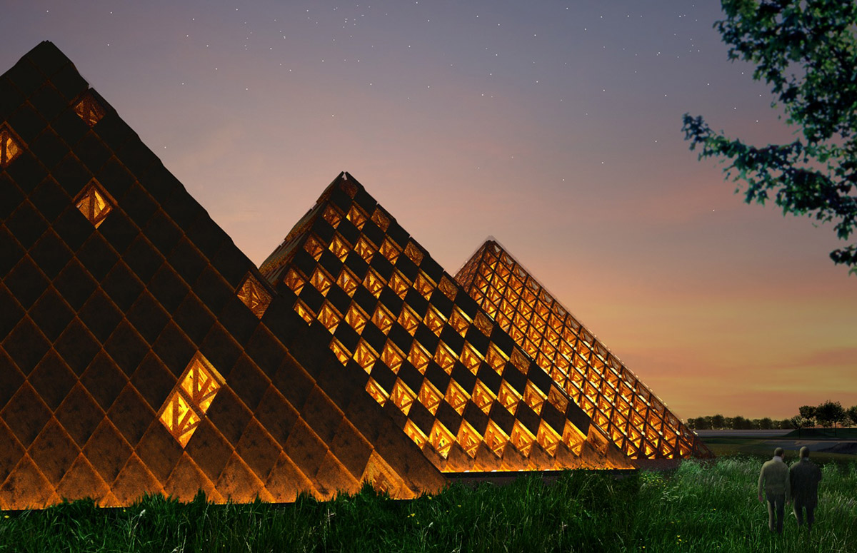 Shigeru Ban Transforms Disused Quarry Into A Production Campus With Timber Pyramids In Kentucky