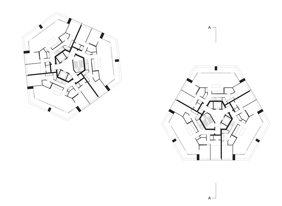 David Chipperfield Architects completes hexagonal residential buildings in east London